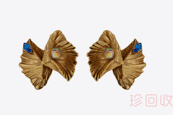 圣罗兰金属和仿水晶蝴蝶结贝壳耳环