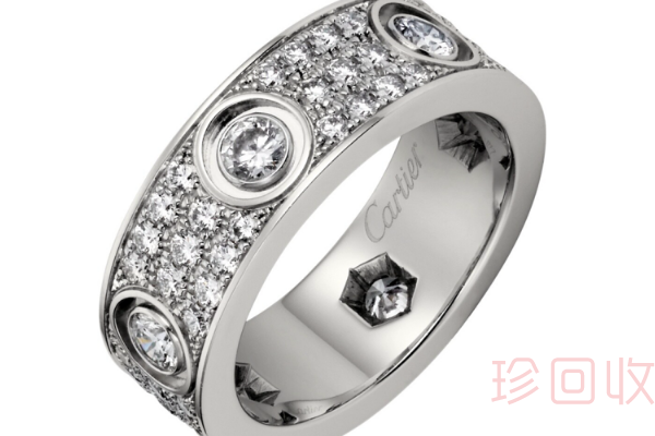 卡地亚铺镶钻石 18K白金钻石戒指